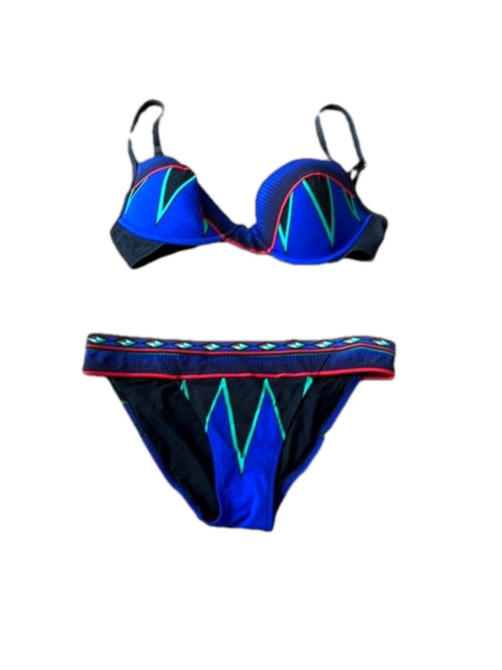 GOTTEX Bikini, Bra Style, Underwire Bikini Top, Geometric Jewel Tone, Size 8 (6)